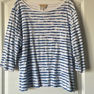 Blue& White Stripe Cotton Knit Top
